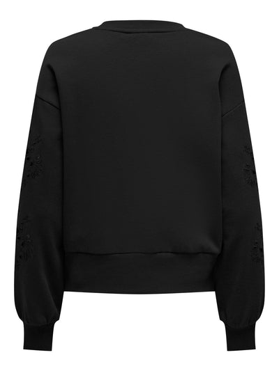 Black Broderie Sleeve Sweatshirt