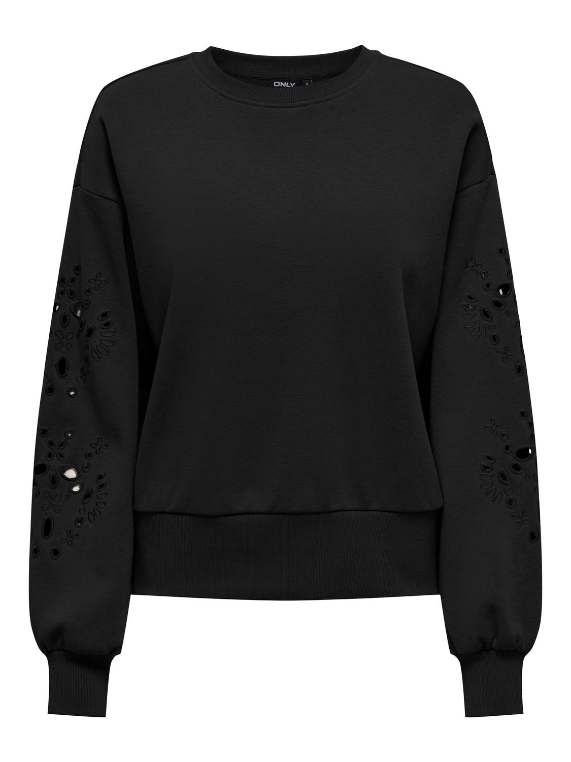 Black Broderie Sleeve Sweatshirt