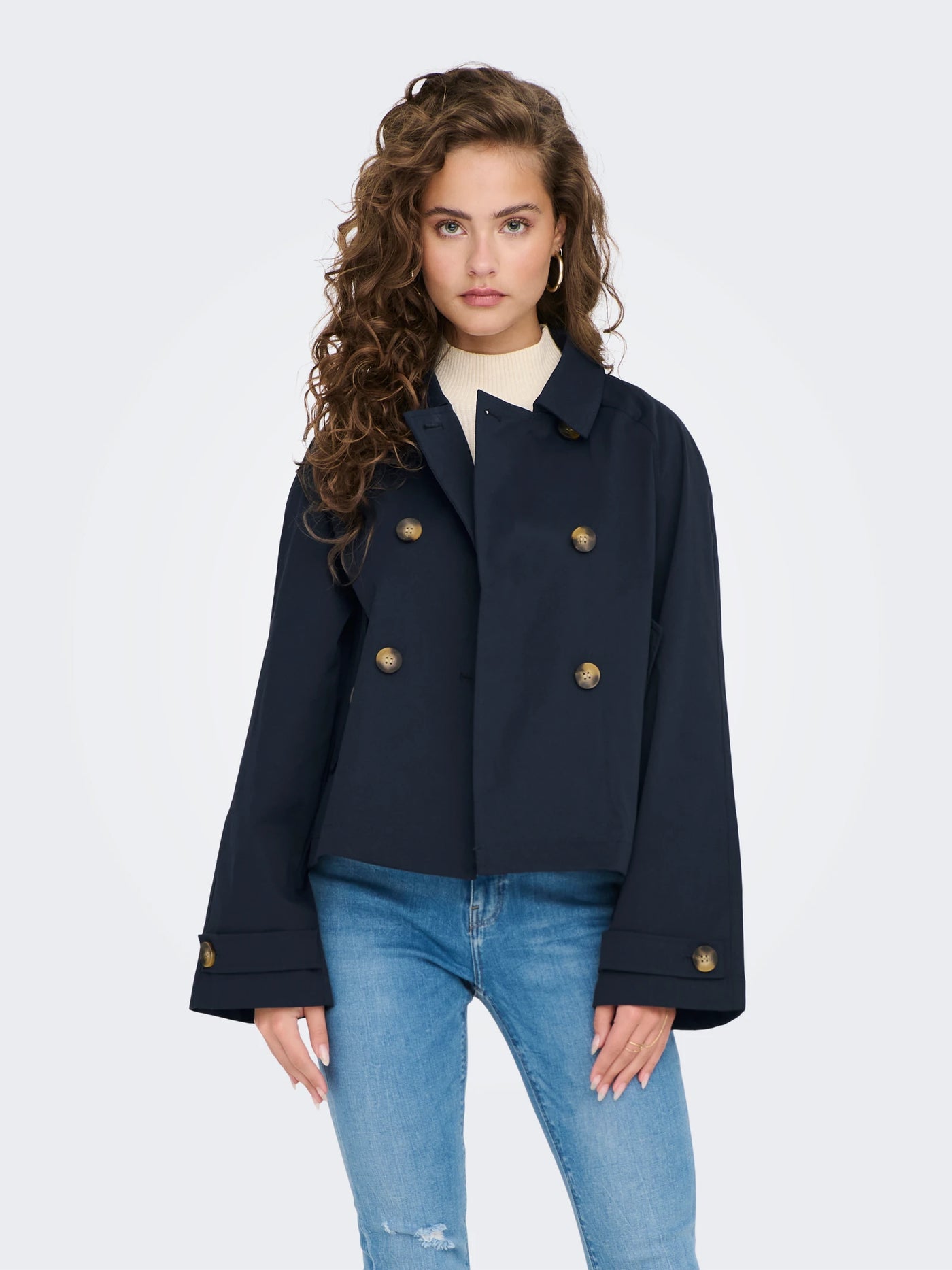 ONLY Navy Short Trench Coat