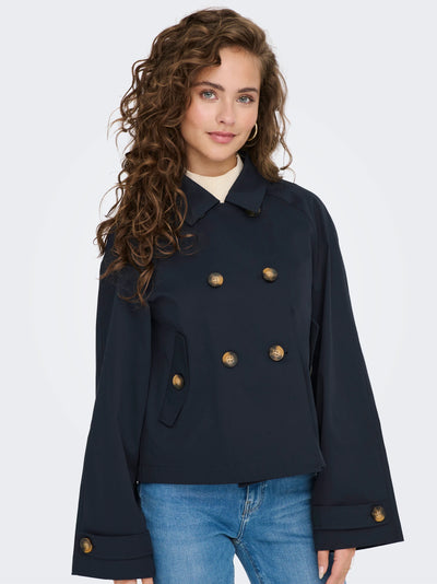 ONLY Navy Short Trench Coat