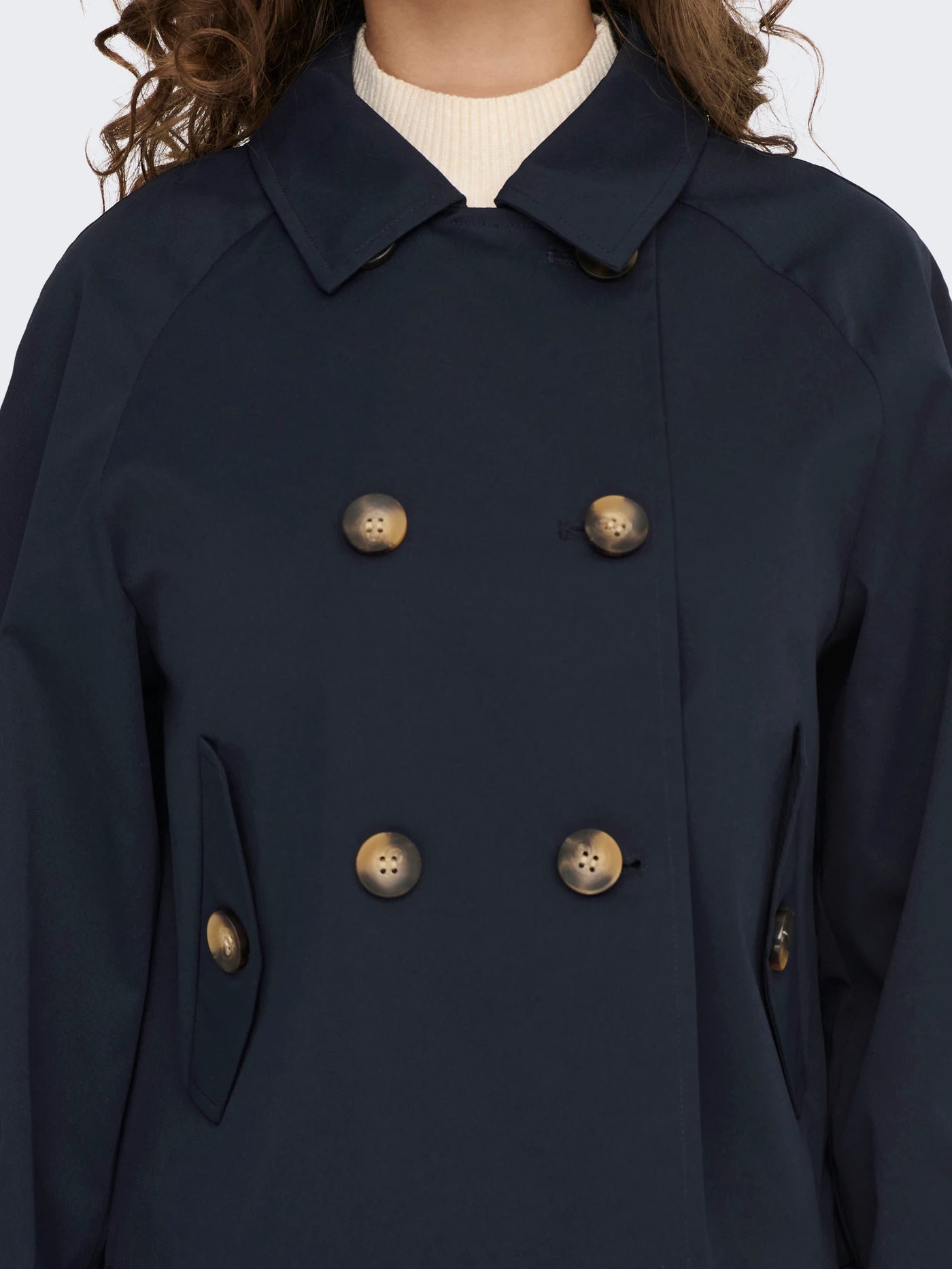 ONLY Navy Short Trench Coat