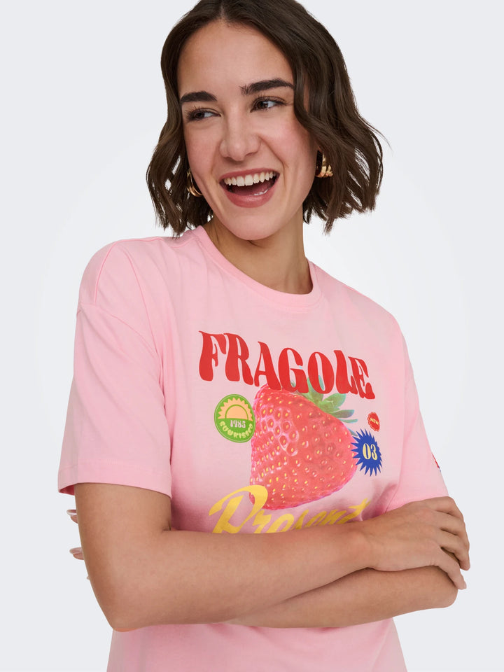 ONLY Pink Graphic Print T-Shirt