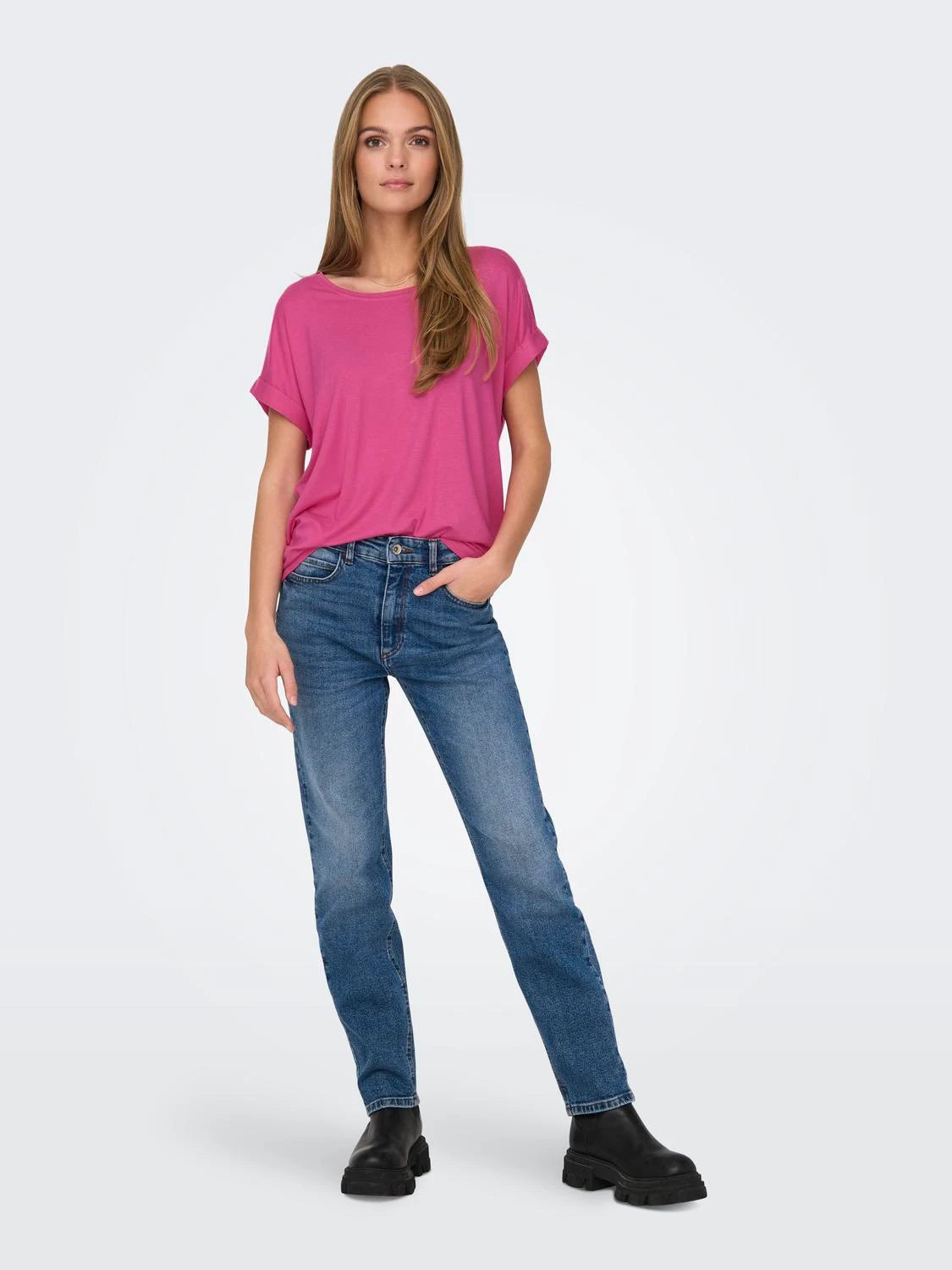 ONLY Fuchsia Pink Basic T-Shirt