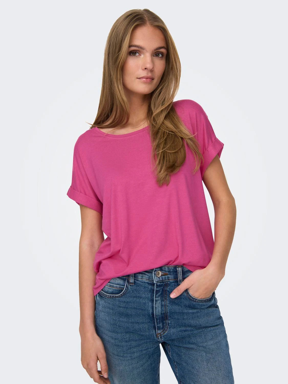 ONLY Fuchsia Pink Basic T-Shirt