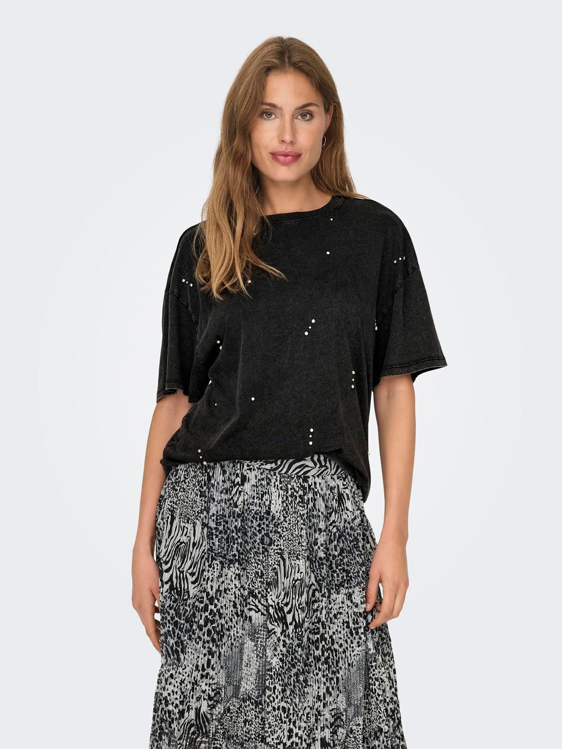 Only Charcoal Rhinestone T-Shirt