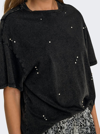 Only Charcoal Rhinestone T-Shirt