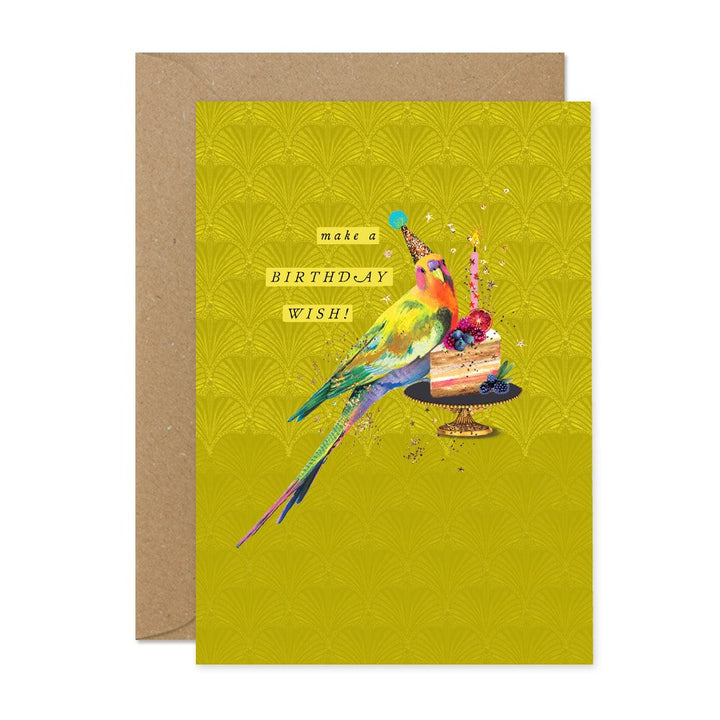 Birthday Parrot Cake Slice Card