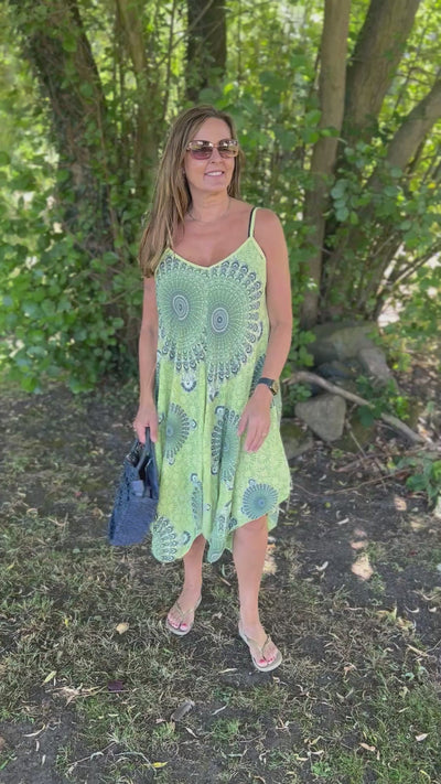 Lime Mandala Hanky Hem Dress
