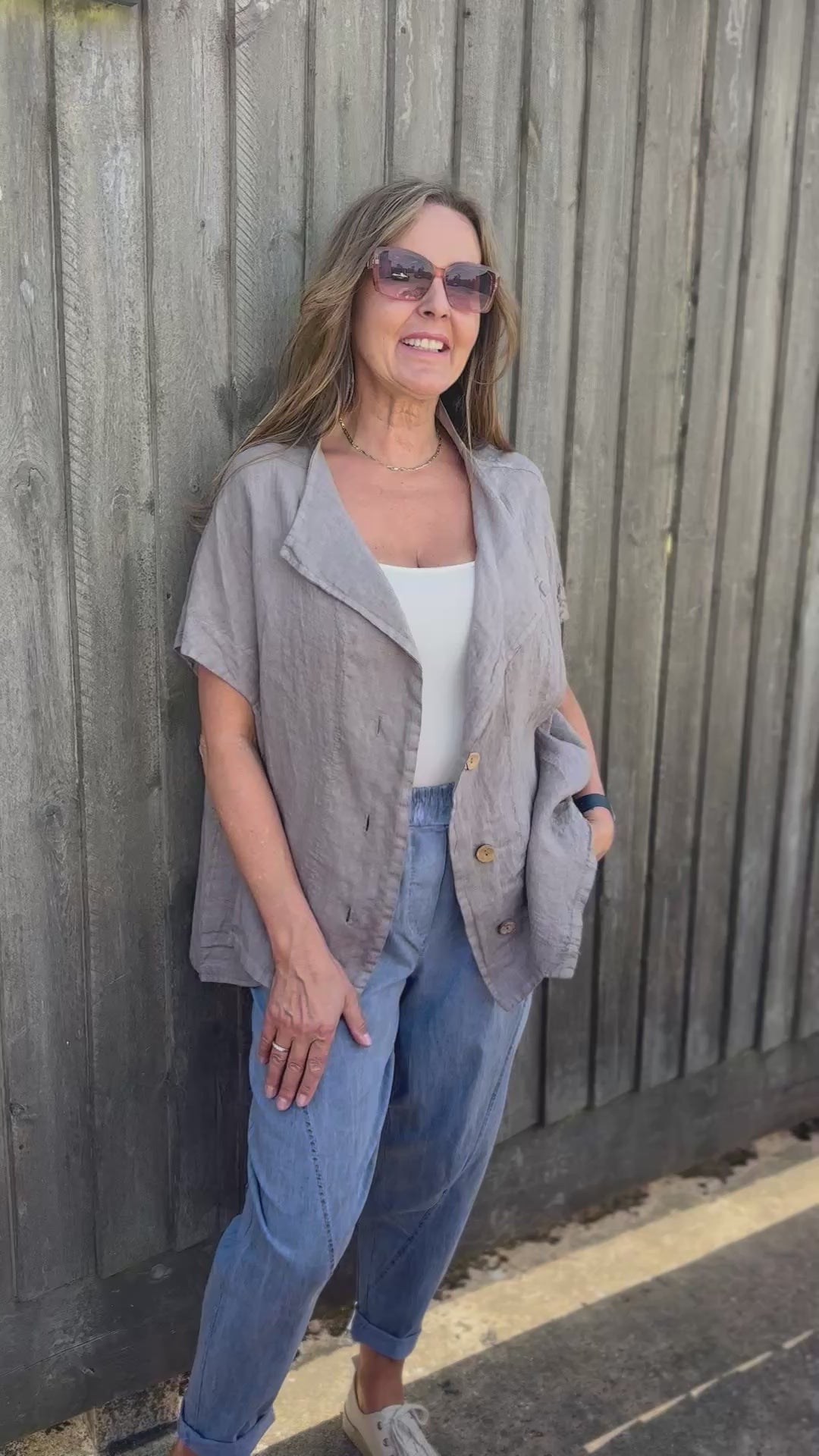 Mink Linen Sleeveless Jacket