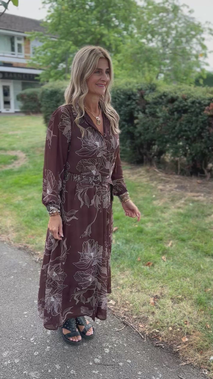 ONLY Brown Floral Shirt Dress