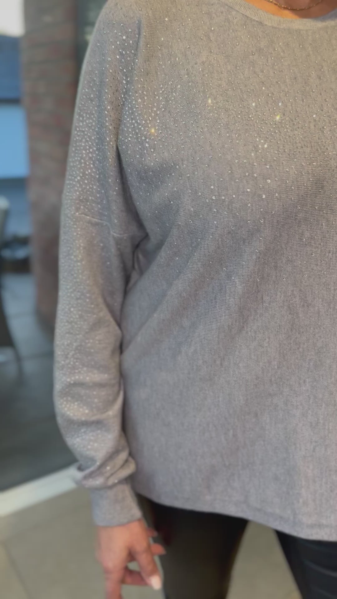 Grey Crystal Spray Knit