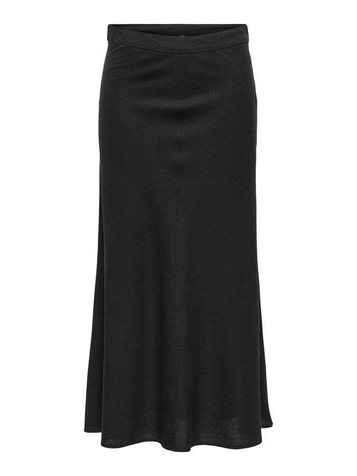 ONLY Black Linen Midi Skirt