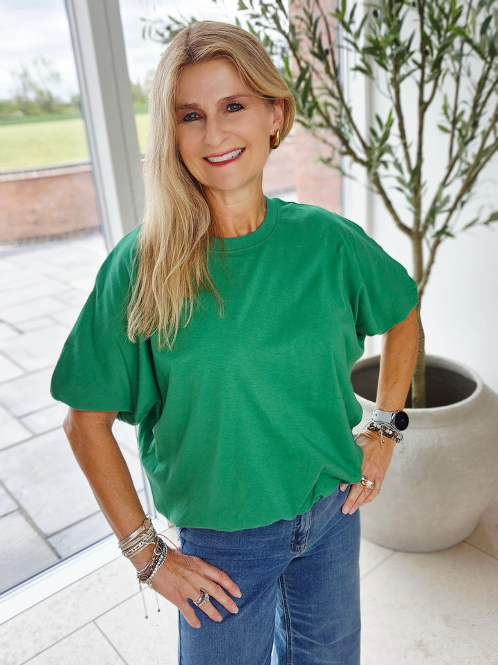 JDY Green Bubble Hem Top