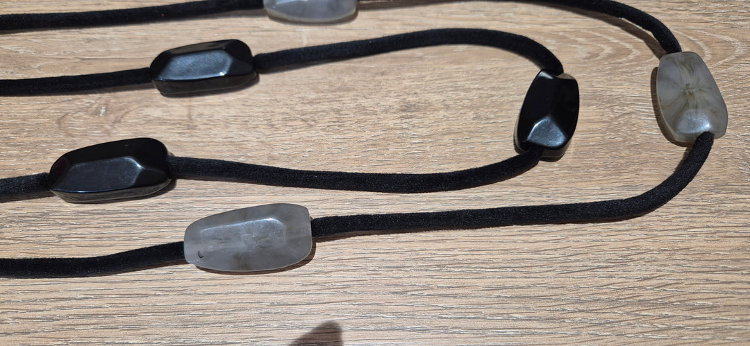 Black Soft Cord & Stones Necklace