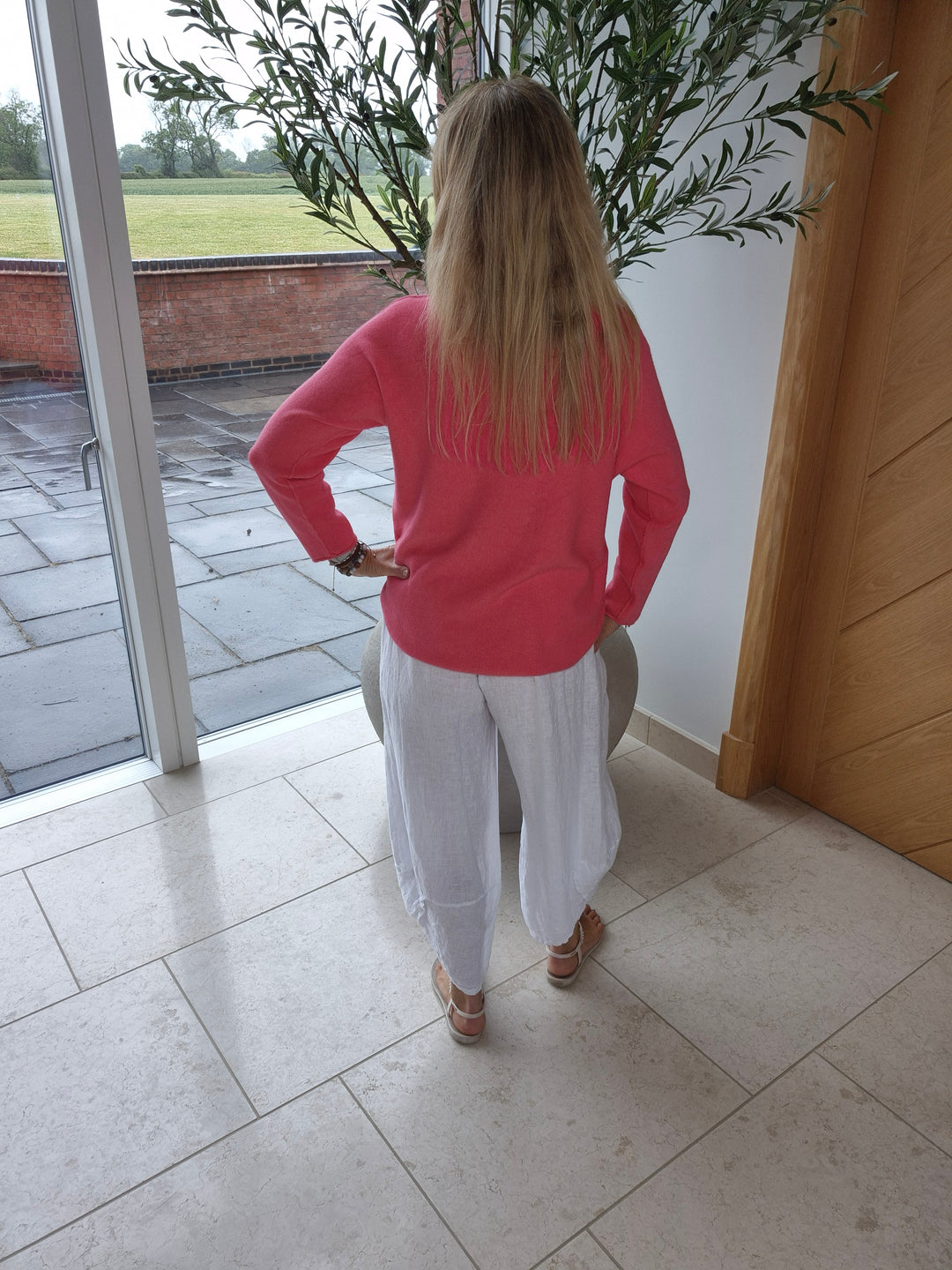 Raspberry Seam Detail Knit