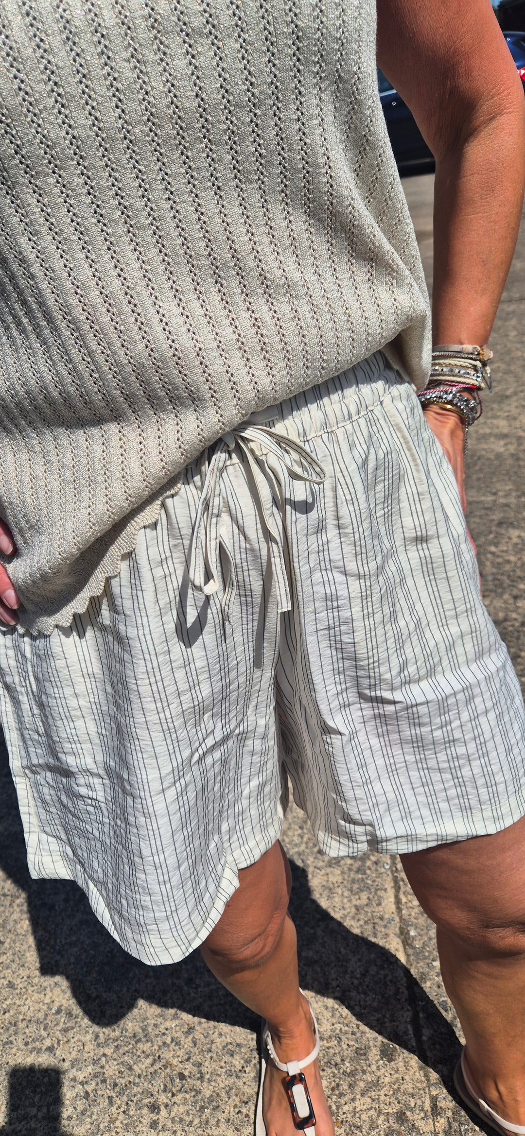 JDY Ecru Stripe Meghan Shorts