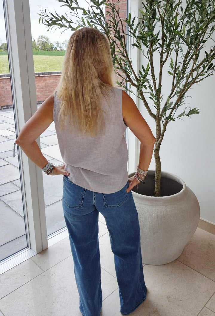 JDY Moon Rock Linen Blend Sleeveless Top