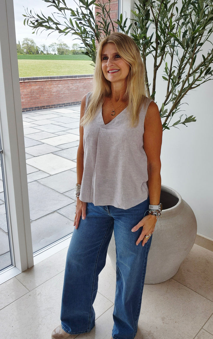 JDY Moon Rock Linen Blend Sleeveless Top