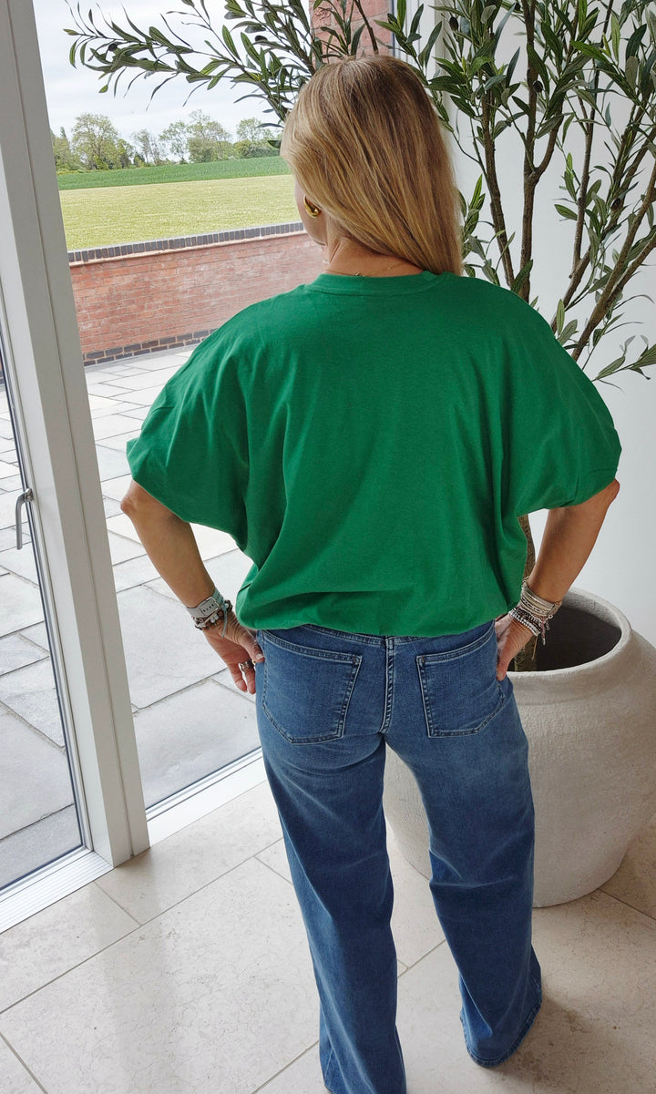 JDY Green Bubble Hem Top