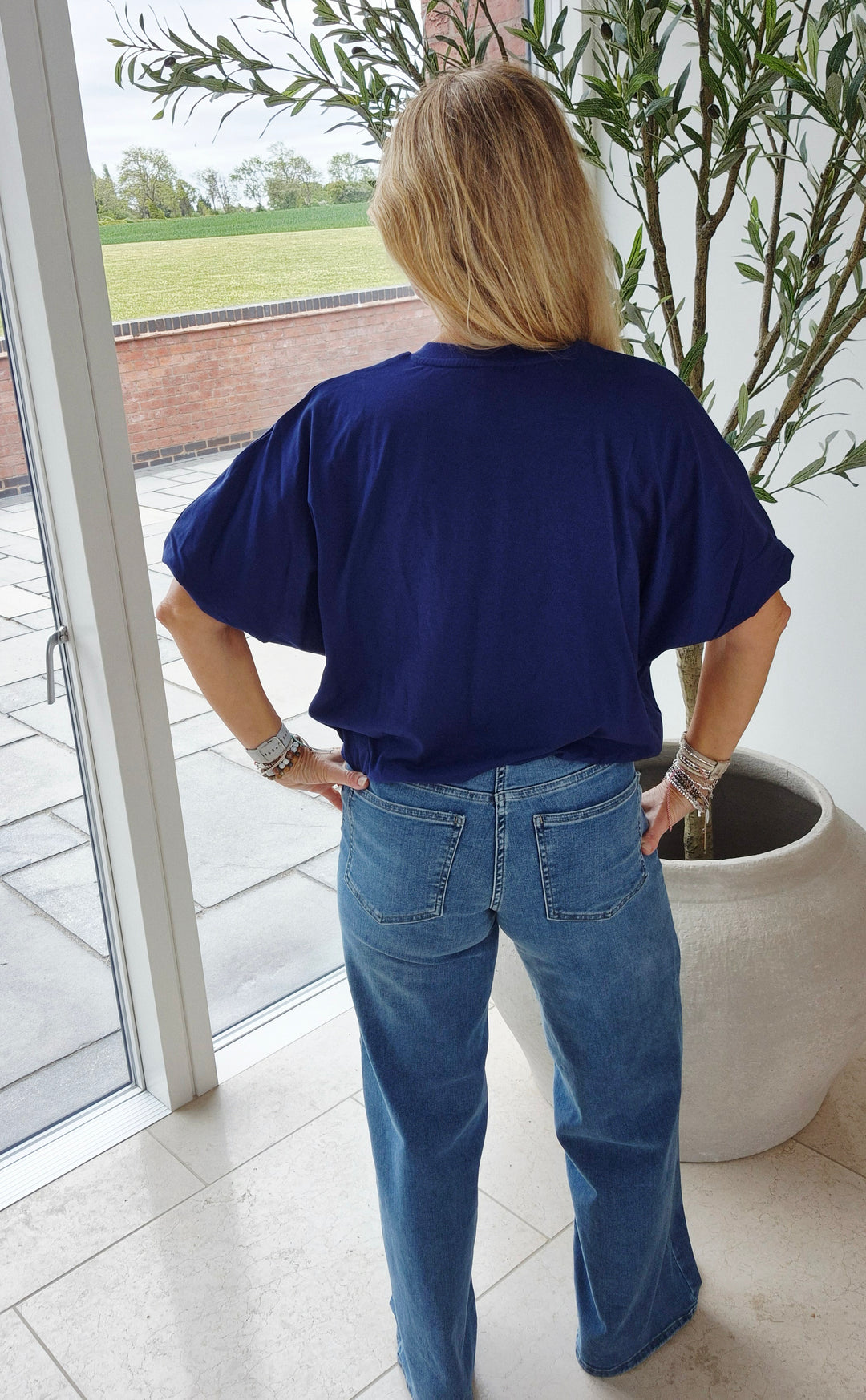 JDY Navy Bubble Hem Top