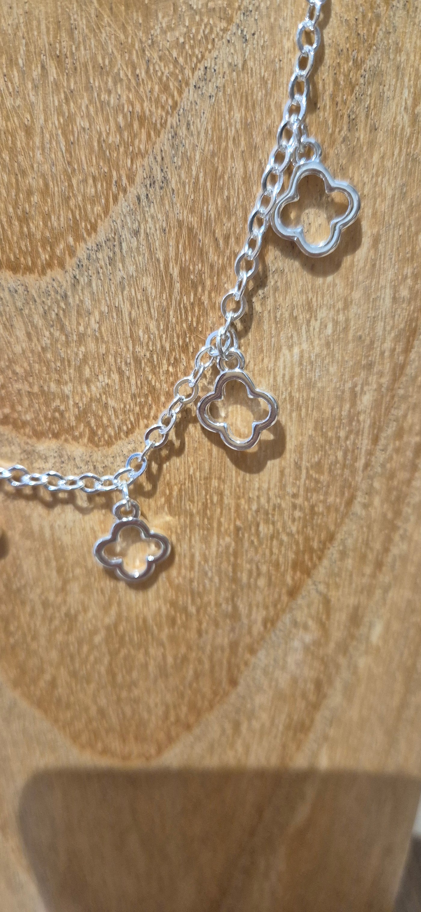 Silver Mini Clovers Short Necklace