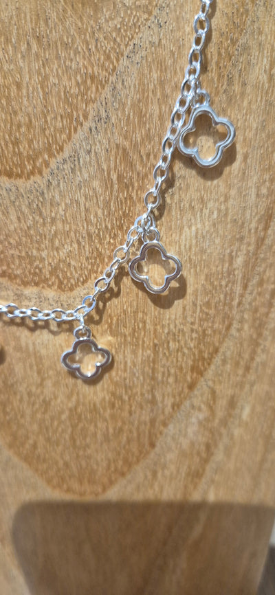 Silver Mini Clovers Short Necklace