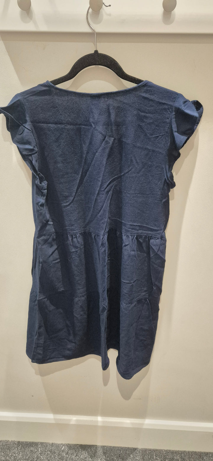 Vero Moda Navy Linen Tiered Dress