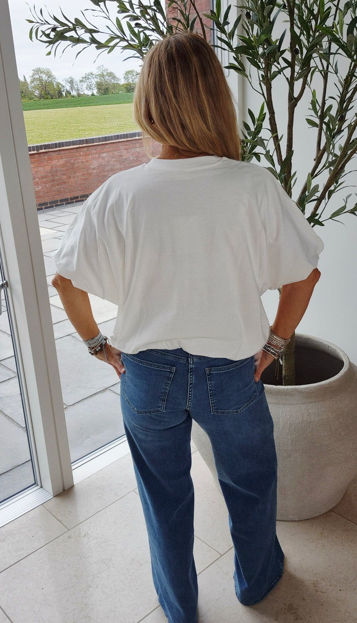 JDY Warm White Bubble Hem Top