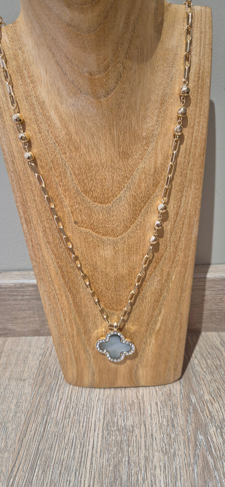 Gold Clover Pendant Long Necklace