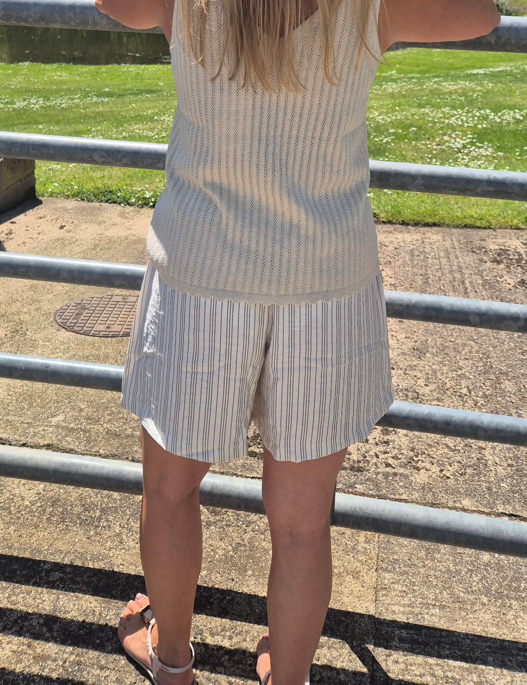JDY Ecru Stripe Meghan Shorts