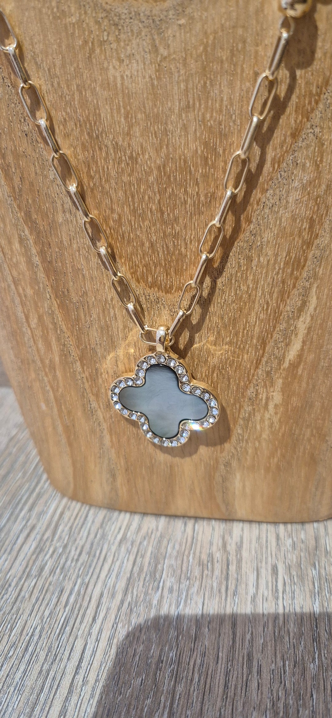 Gold Clover Pendant Long Necklace