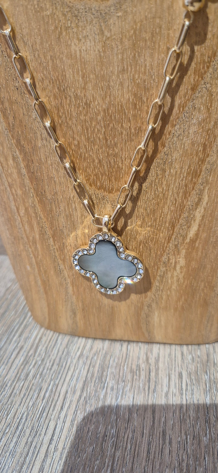 Gold Clover Pendant Long Necklace