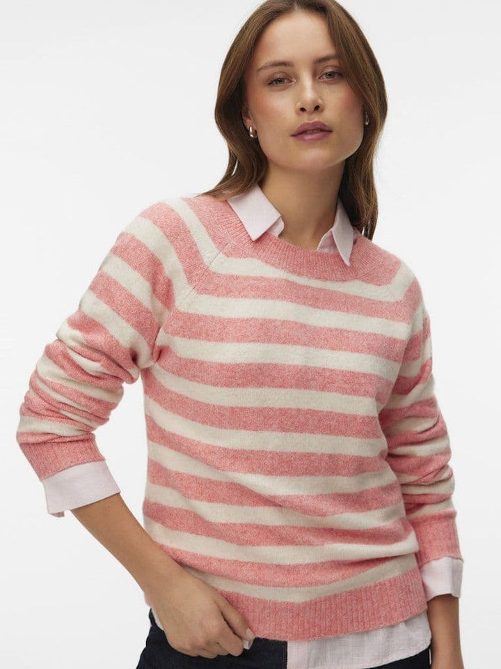 Vero Moda Coral Striped Doffy Knit