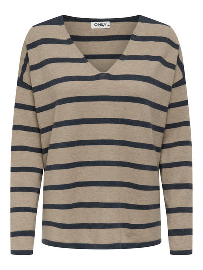 ONLY Taupe Stripe Amalio Knit