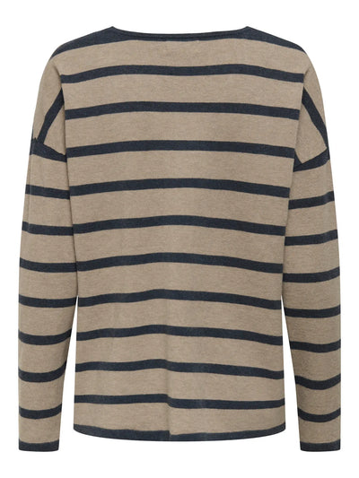 ONLY Taupe Stripe Amalio Knit