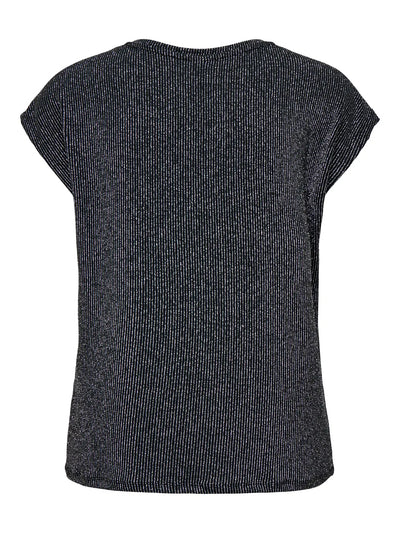 ONLY Silver Stripe Glitter S/S Top