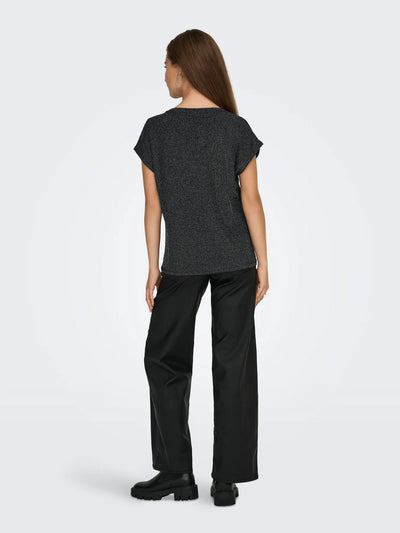 ONLY Silver Stripe Glitter S/S Top