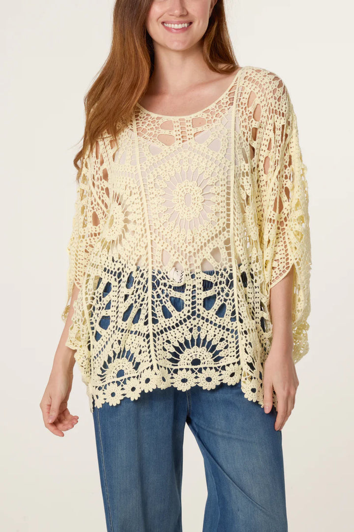 Lemon Mandala Flower Crochet Top