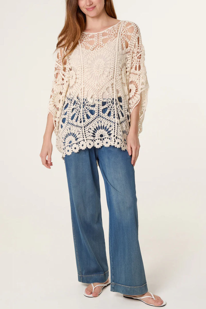 Stone Mandala Flower Crochet Top
