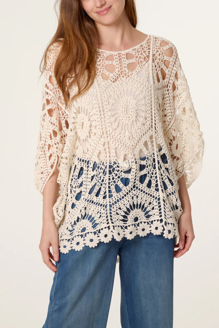 Stone Mandala Flower Crochet Top