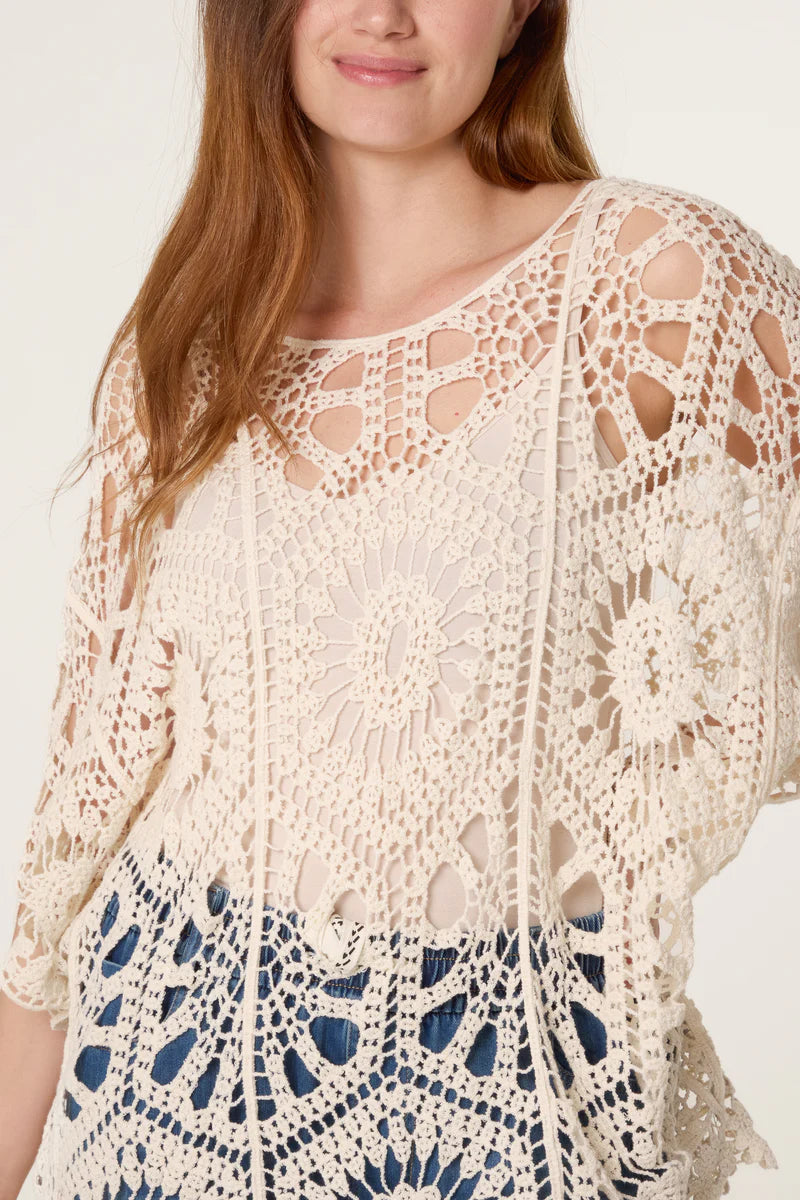 Stone Mandala Flower Crochet Top