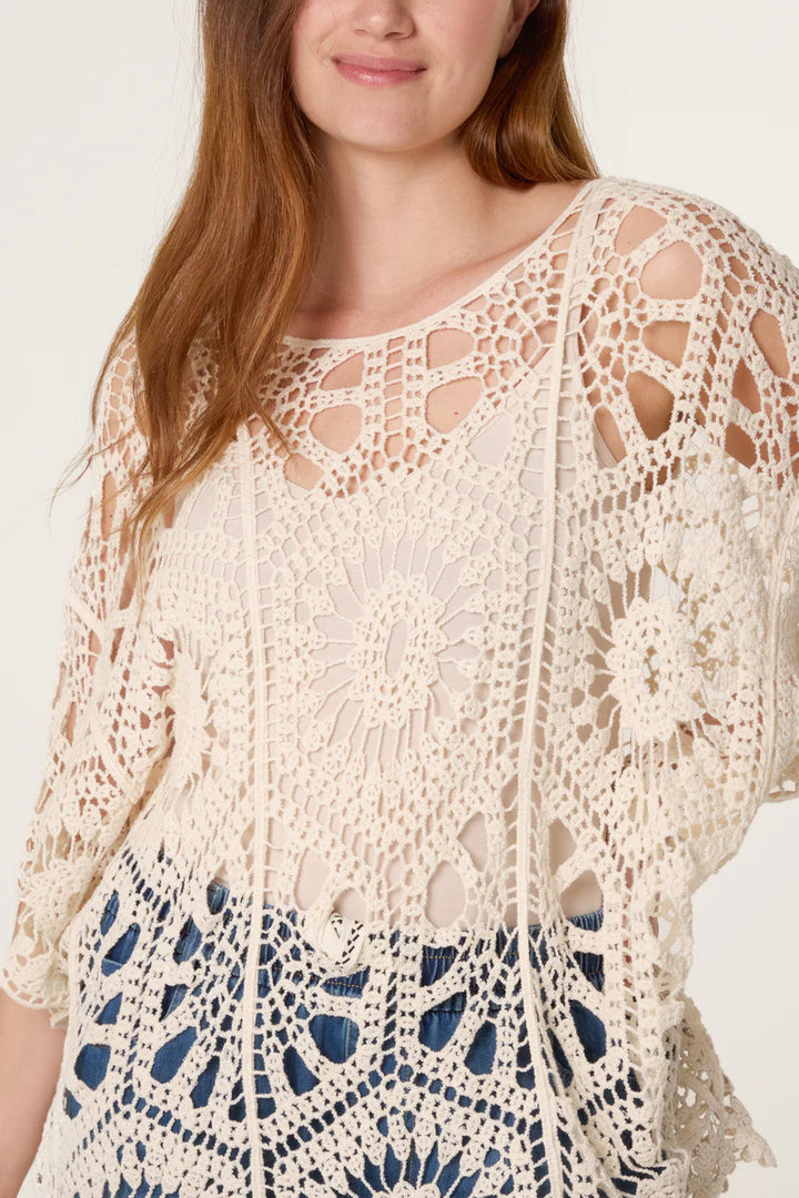 Stone Mandala Flower Crochet Top
