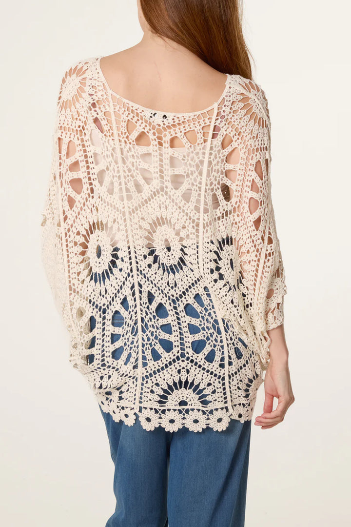 Stone Mandala Flower Crochet Top
