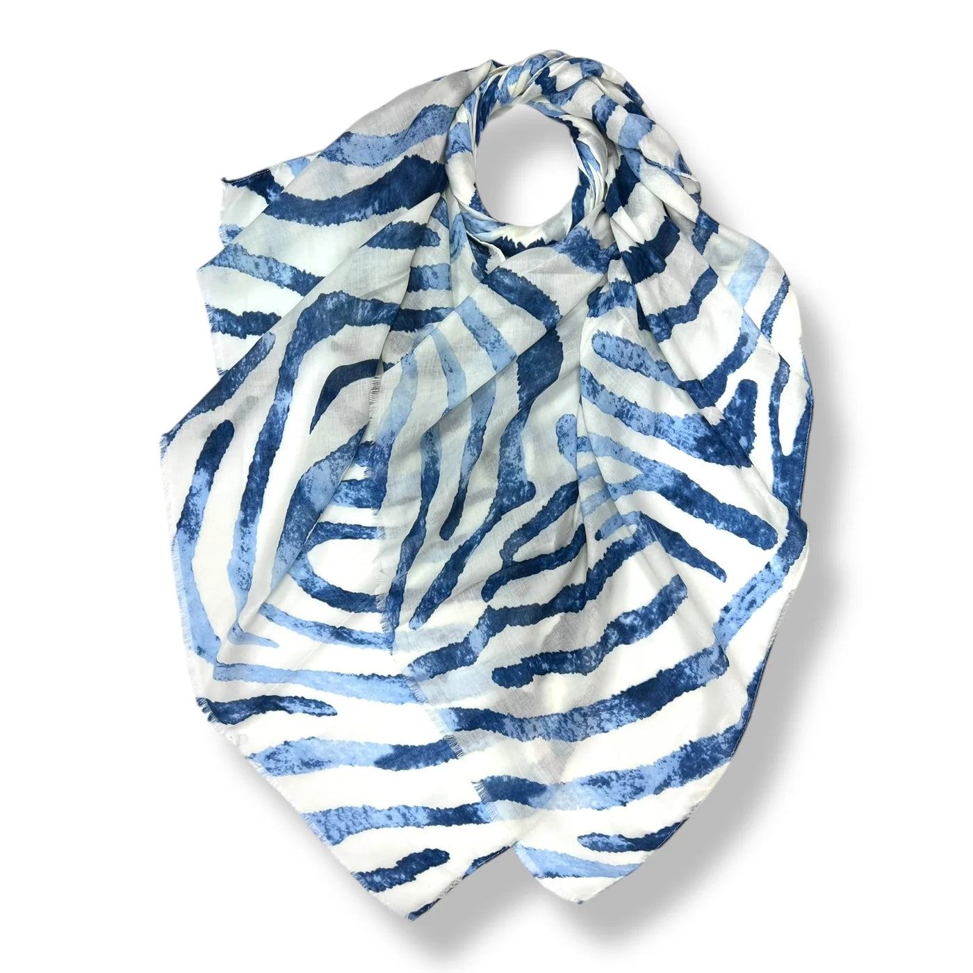 Blue Watercolour Zebra Scarf