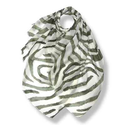 Green Watercolour Zebra Scarf