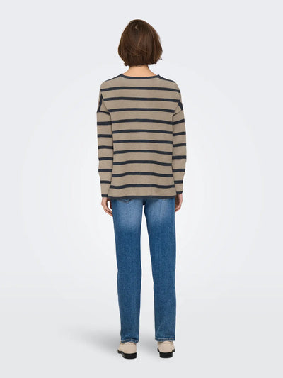 ONLY Taupe Stripe Amalio Knit