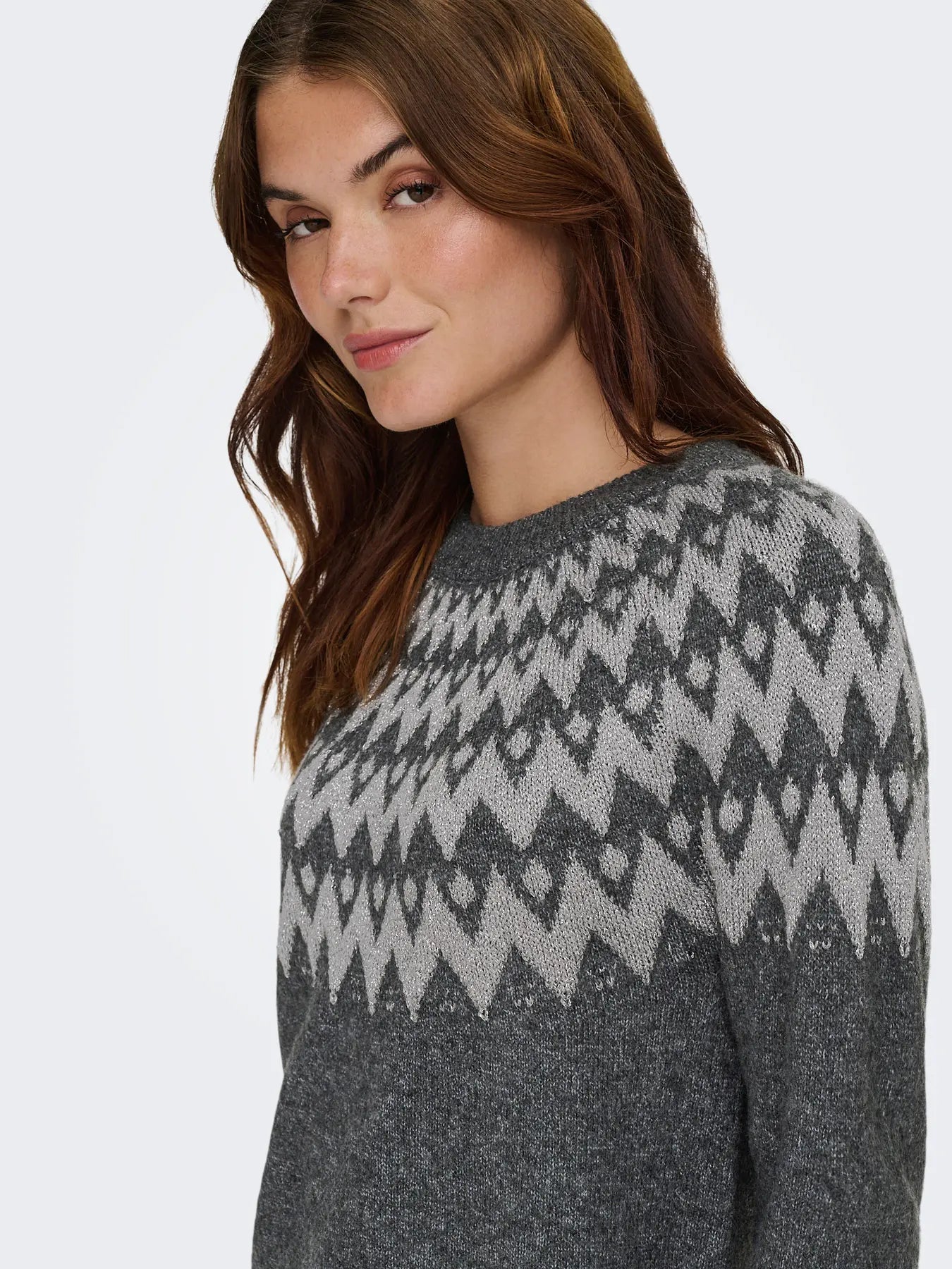 ONLY Grey Glitter Zig Zag Knit