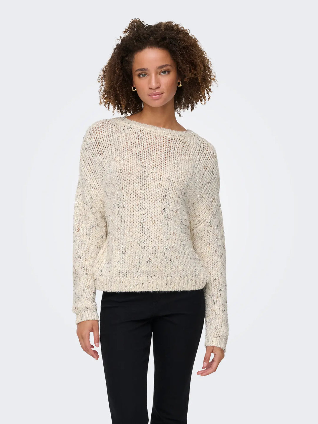 ONLY Cream & Sequin Chunky Knit