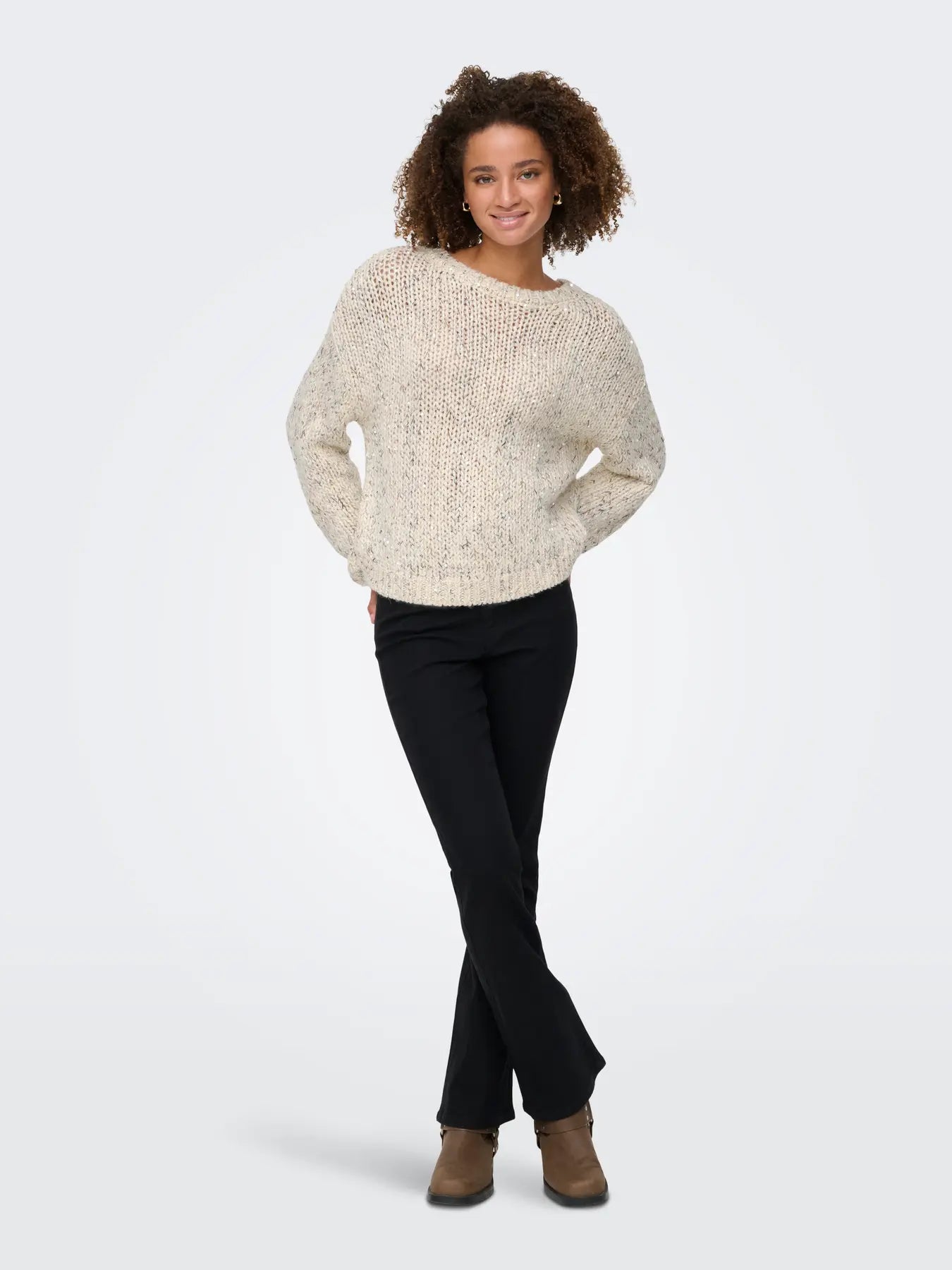 ONLY Cream & Sequin Chunky Knit