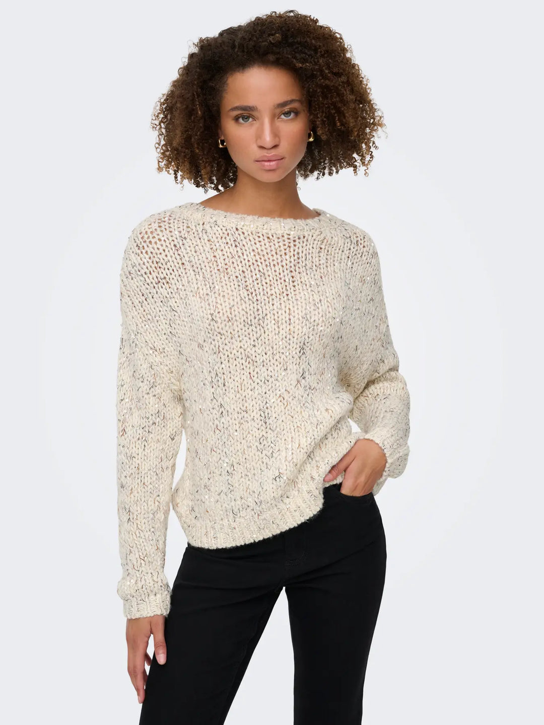ONLY Cream & Sequin Chunky Knit